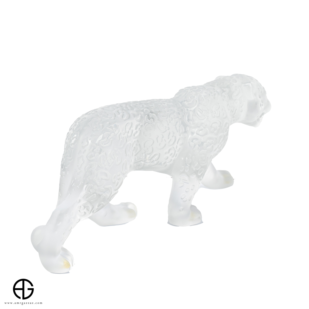 A Lalique Clear and Frosted Glass Rajah Jaguar