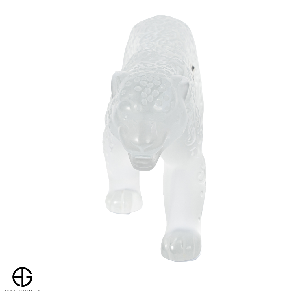 A Lalique Clear and Frosted Glass Rajah Jaguar