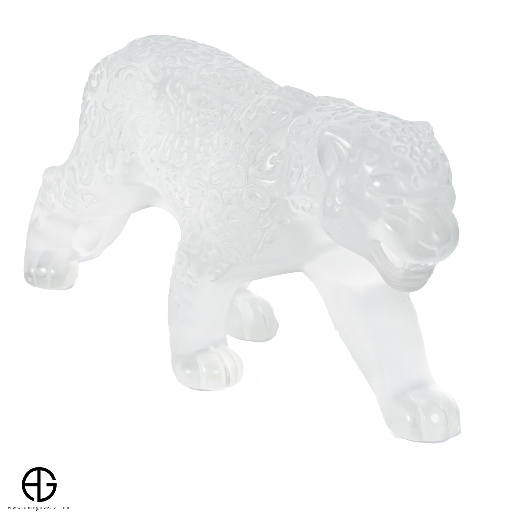 A Lalique Clear and Frosted Glass Rajah Jaguar