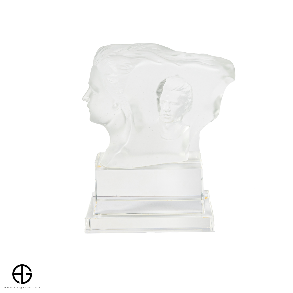 A PATE-DE-VERRE DOUBLE FACE GLASS SCULPTURE