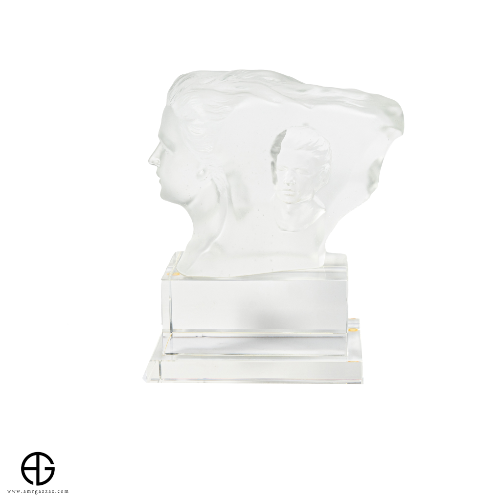 A PATE-DE-VERRE DOUBLE FACE GLASS SCULPTURE