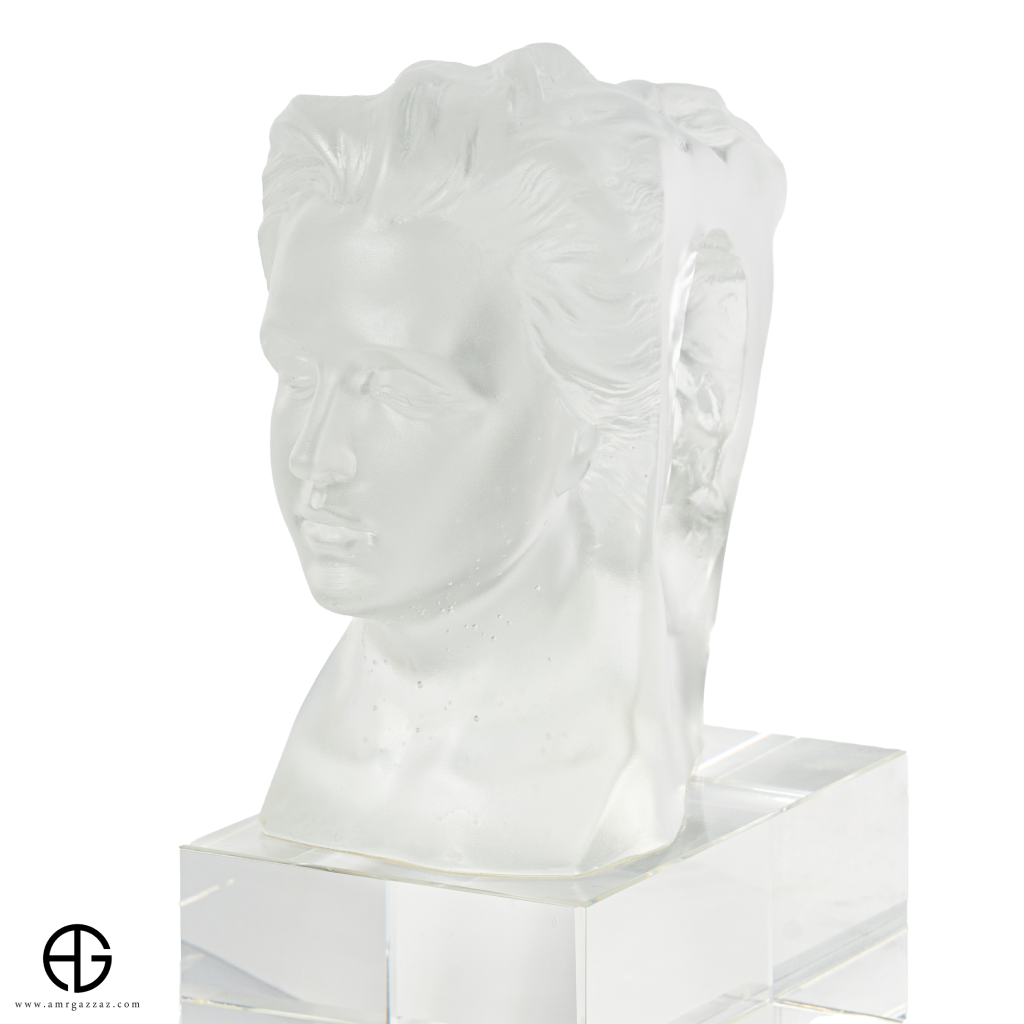 A PATE-DE-VERRE DOUBLE FACE GLASS SCULPTURE