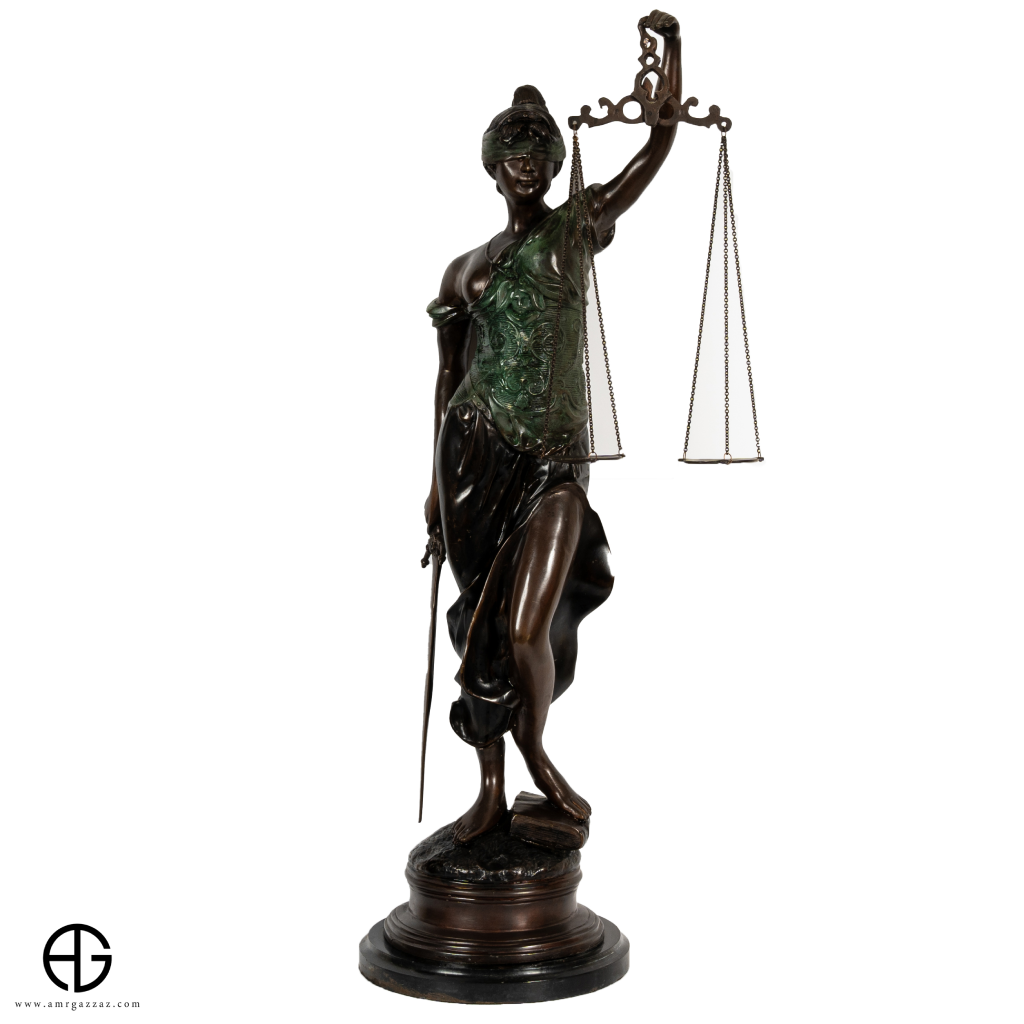 A bronze Justice Statue