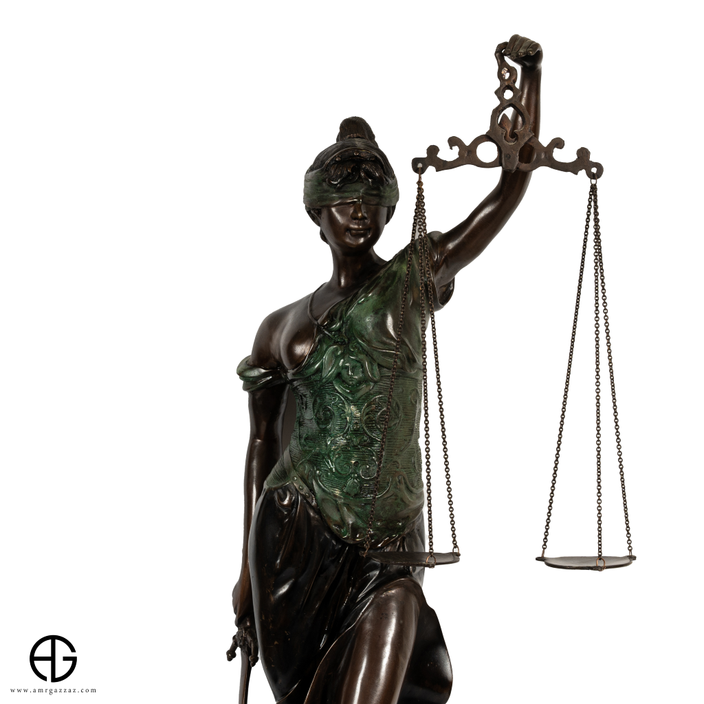 A bronze Justice Statue