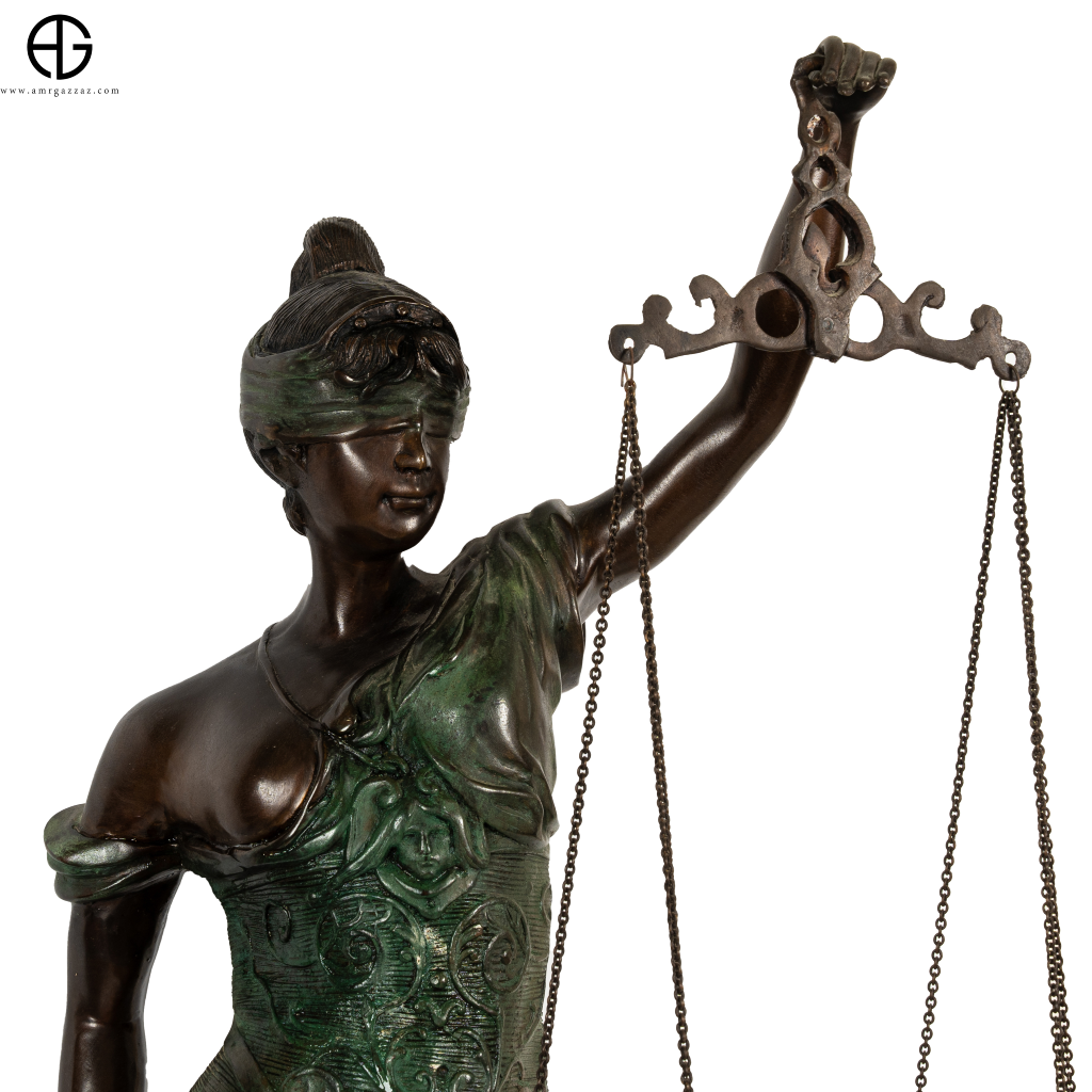 A bronze Justice Statue