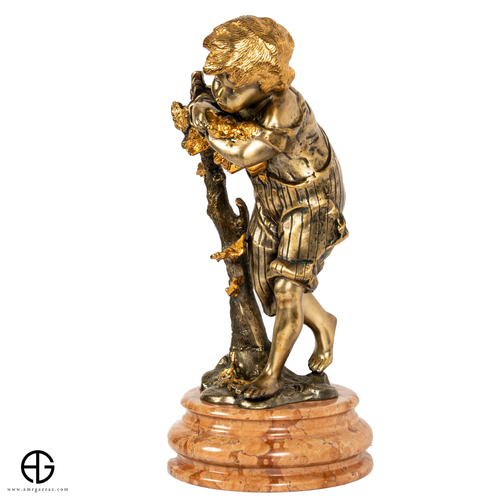 Bronze status The boy Italy Vintage with gold