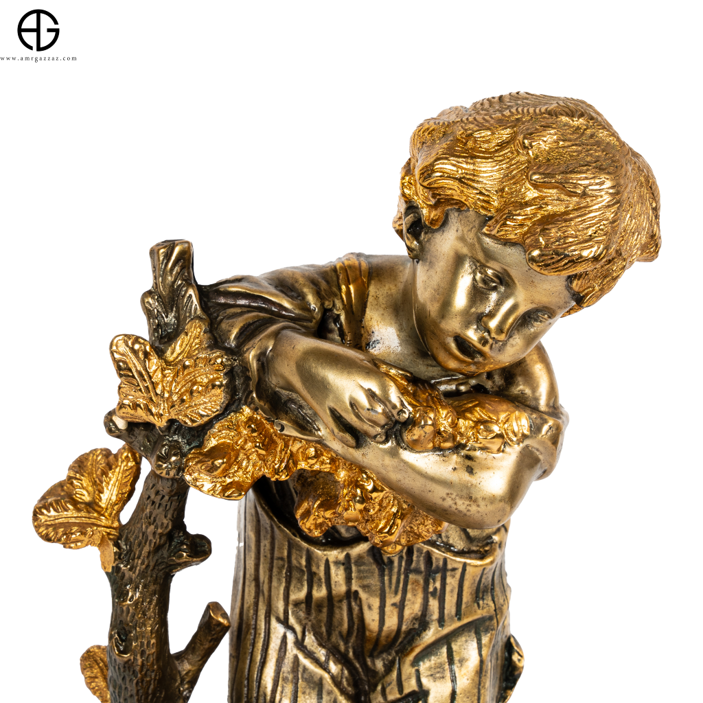 Bronze status The boy Italy Vintage with gold