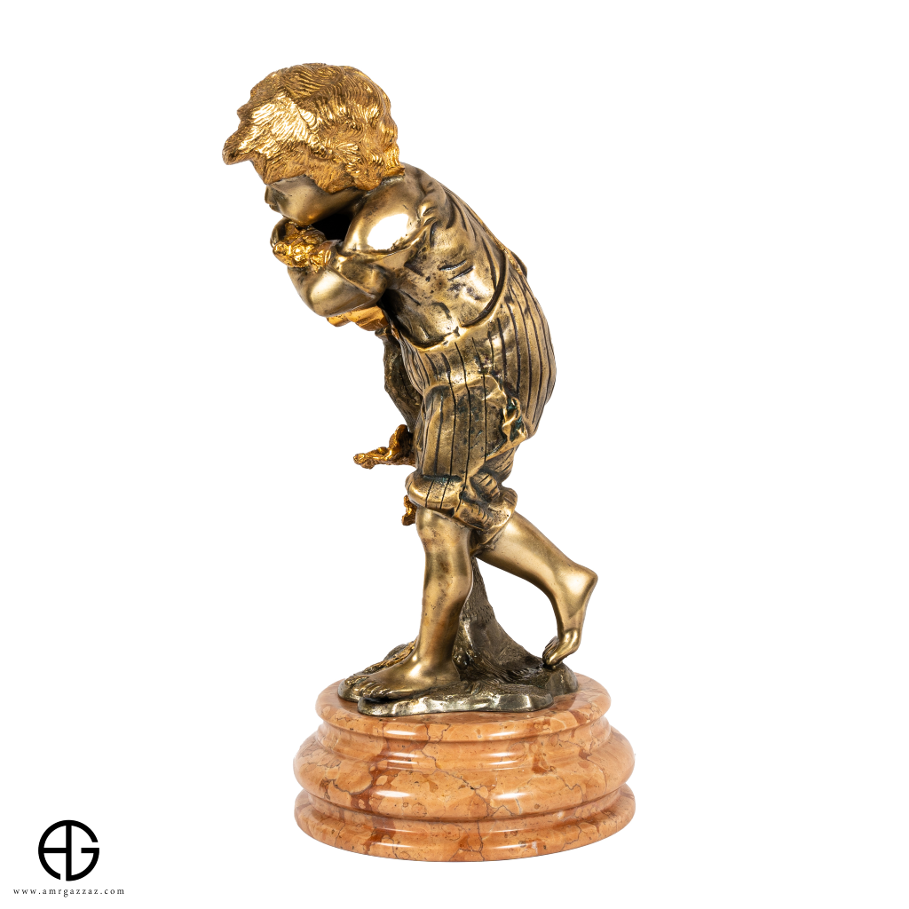 Bronze status The boy Italy Vintage with gold