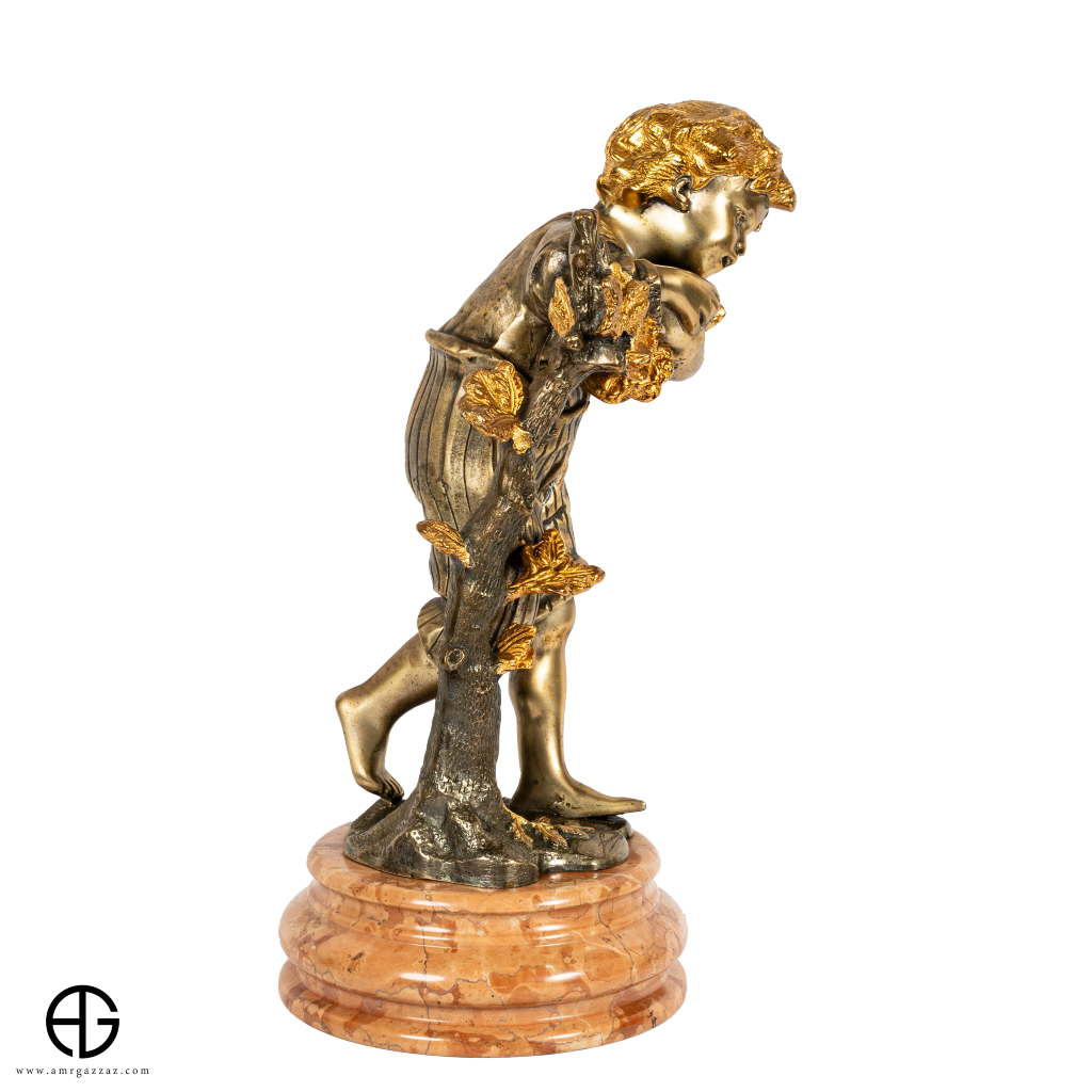 Bronze status The boy Italy Vintage with gold