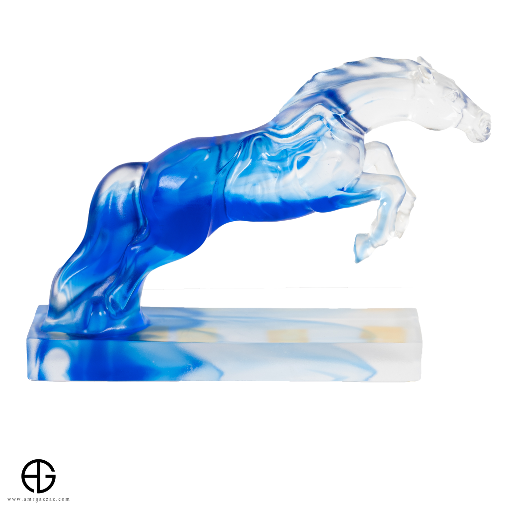 A PATE-DE-VERRE JUMPING HORSE