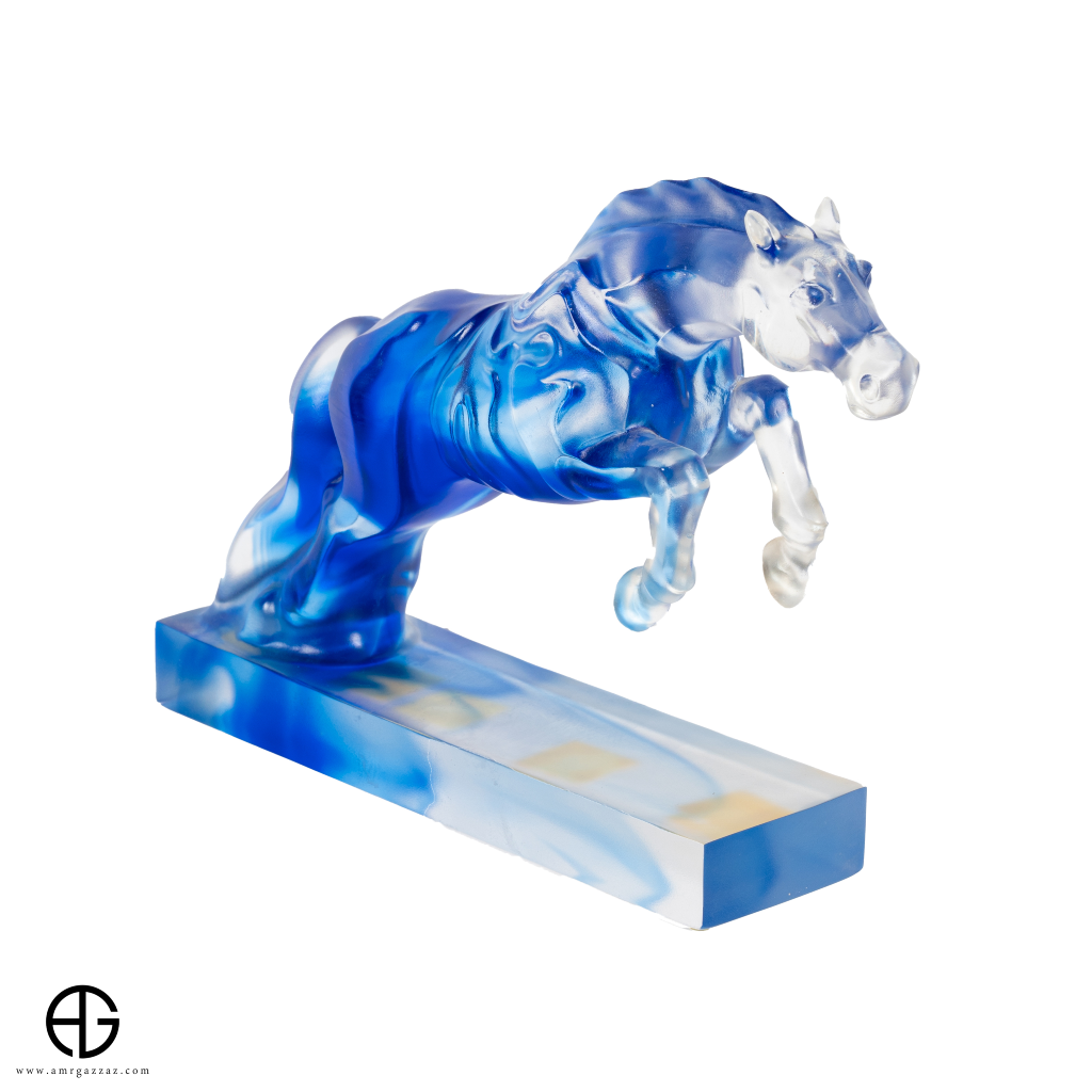 A PATE-DE-VERRE JUMPING HORSE