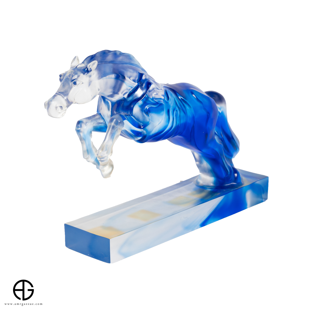 A PATE-DE-VERRE JUMPING HORSE