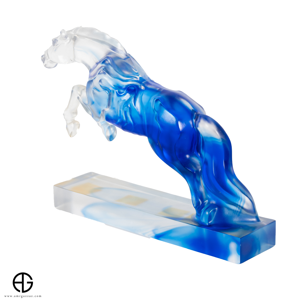 A PATE-DE-VERRE JUMPING HORSE