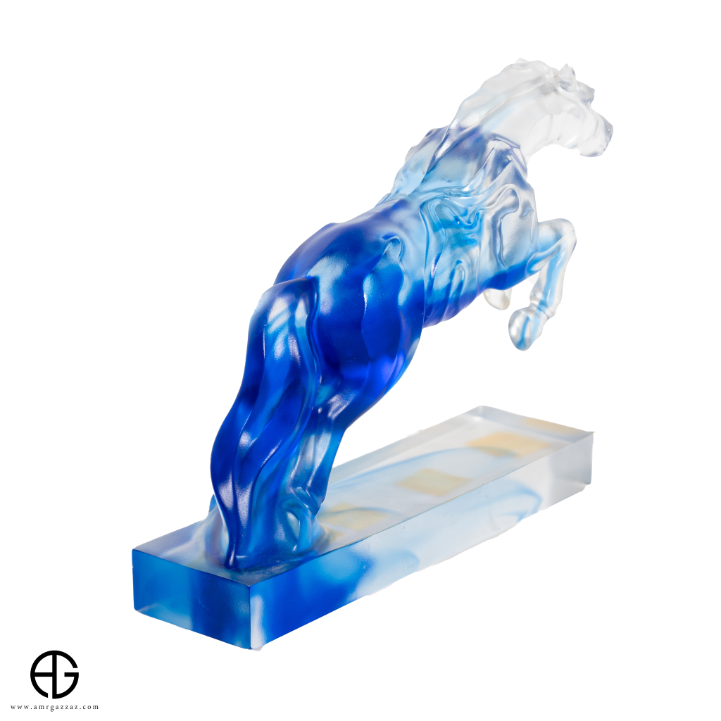 A PATE-DE-VERRE JUMPING HORSE