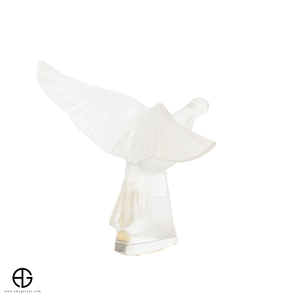 LARGE LALIQUE CRYSTAL BIRD FIGURINE