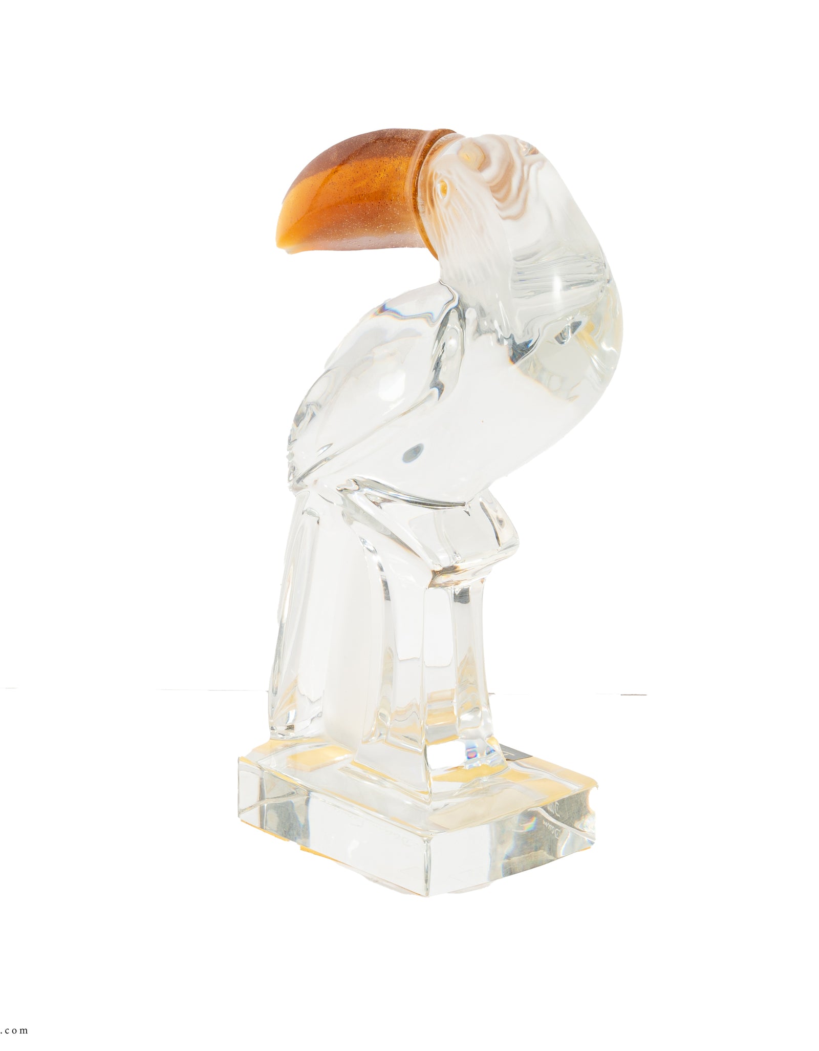 Toucan in transparent glossy crystal by Daum france