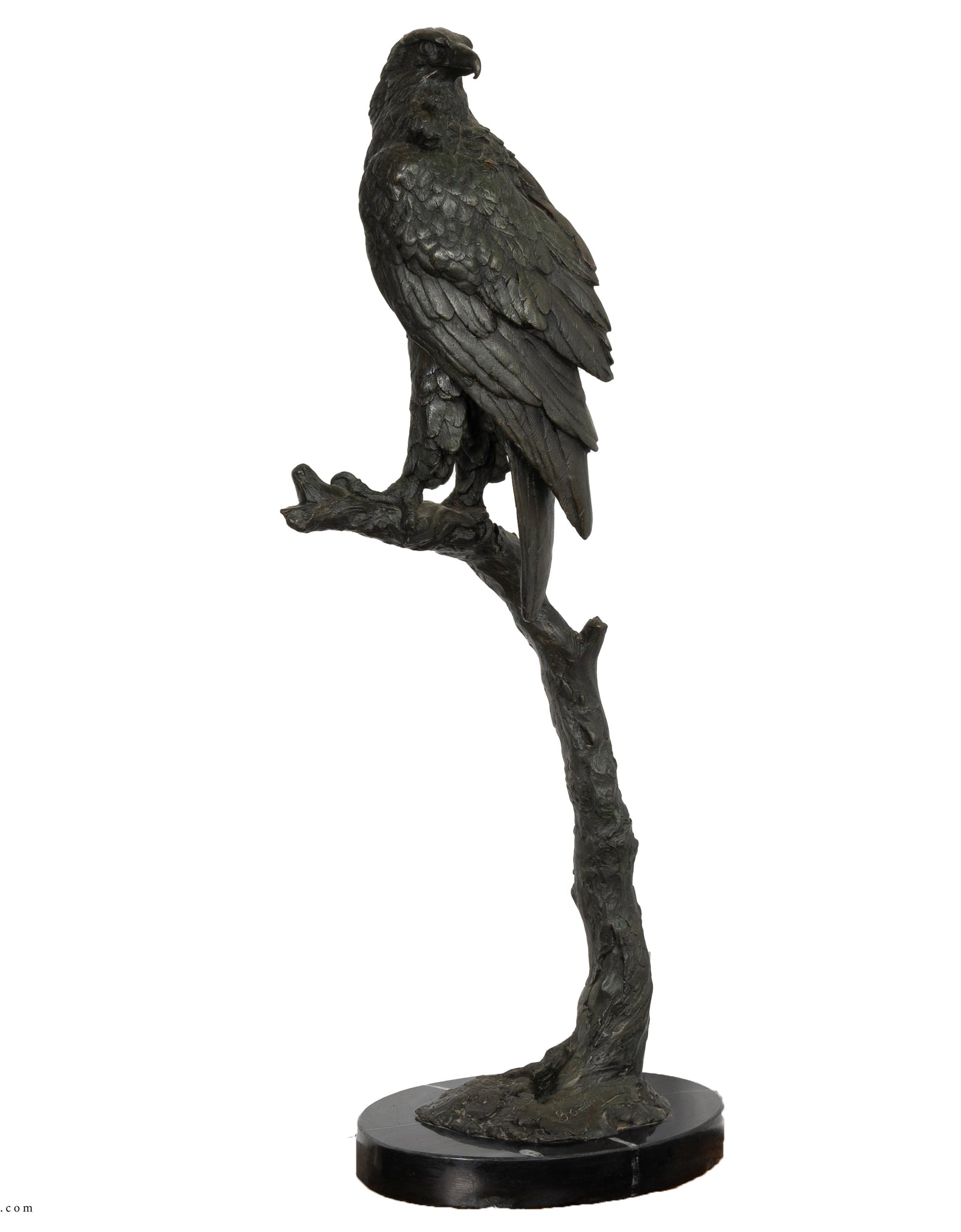 Falcon bronze on tree trunk Statue