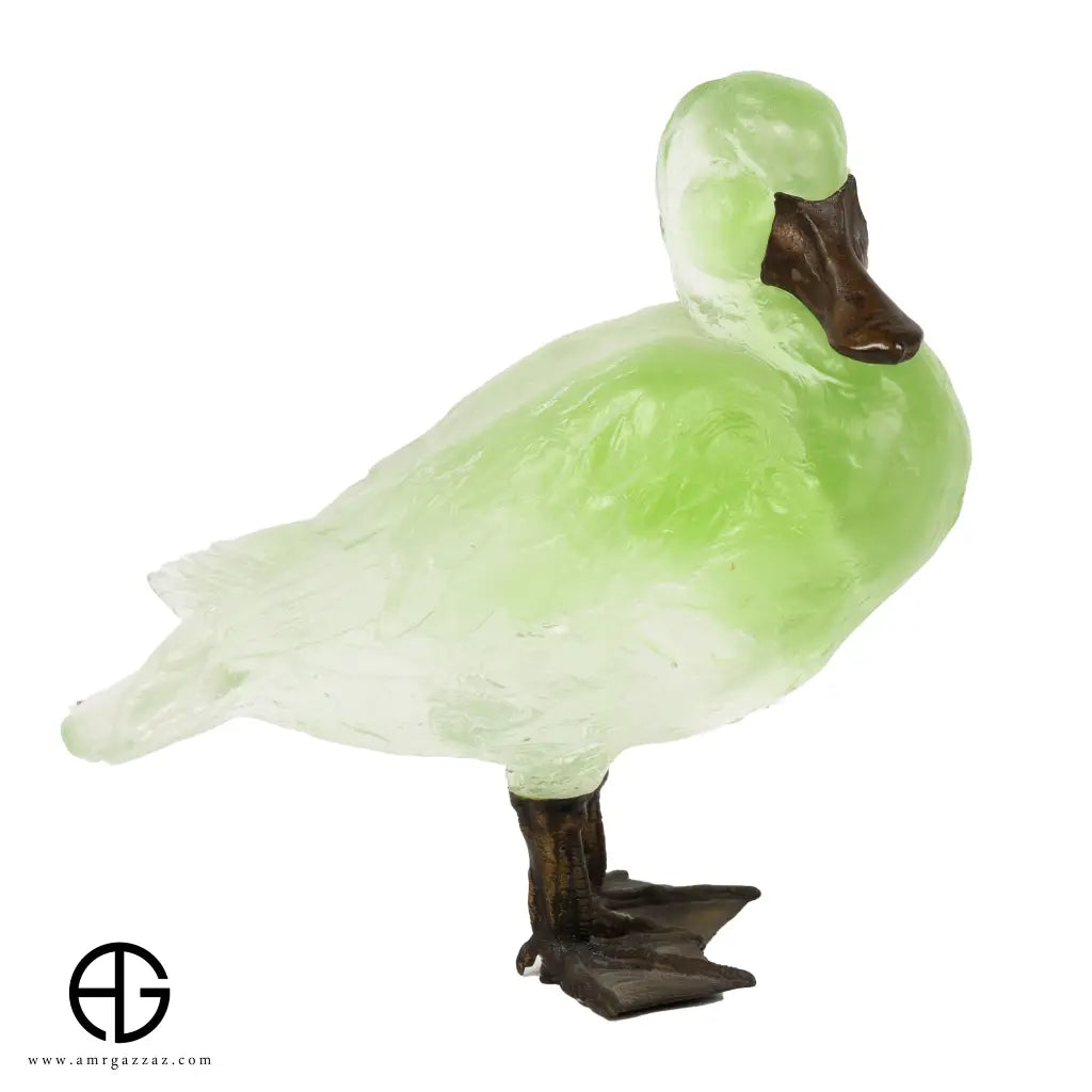 A PATE-DE-VERRE DUCK ITALY GLASS SCULPTURE