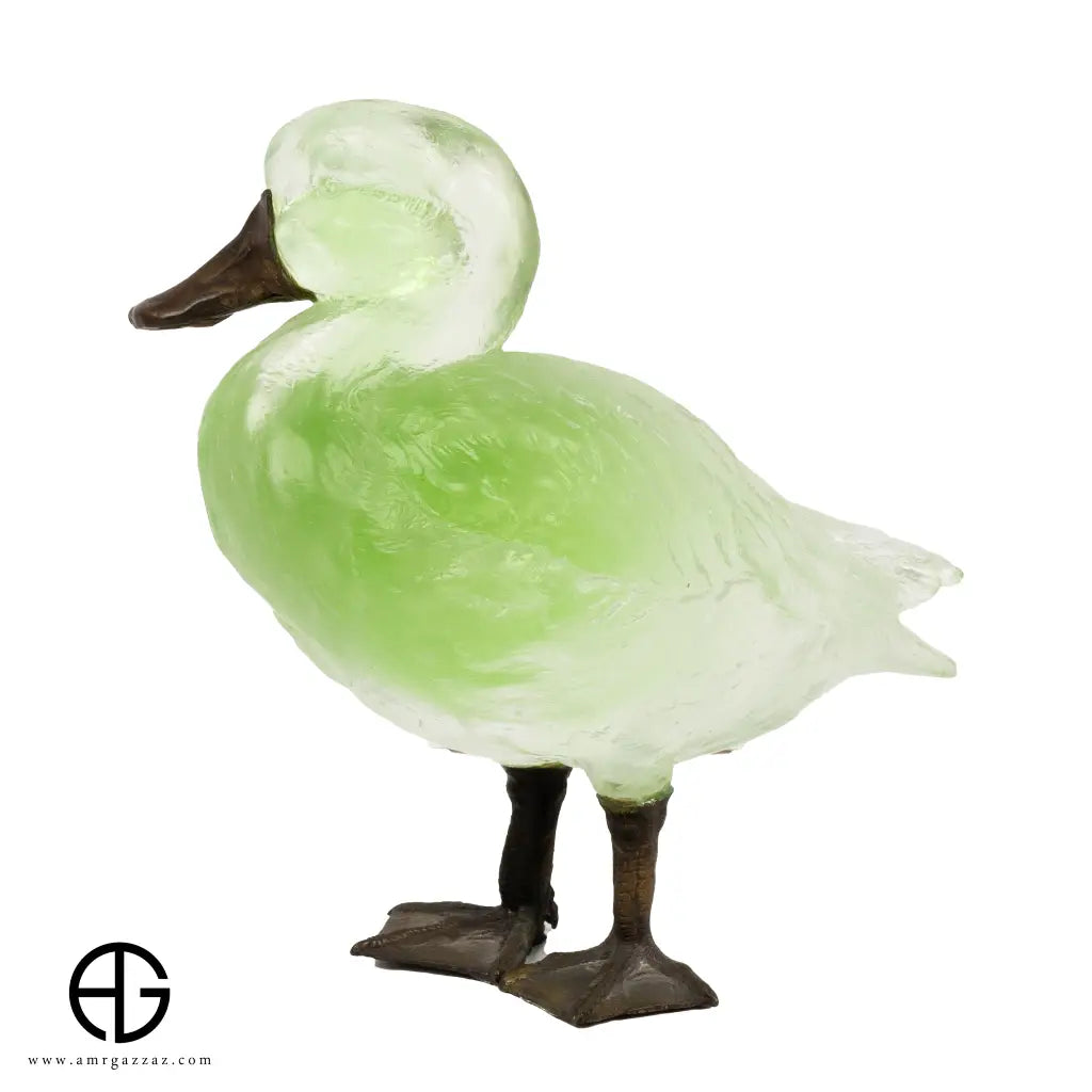 A PATE-DE-VERRE DUCK ITALY GLASS SCULPTURE