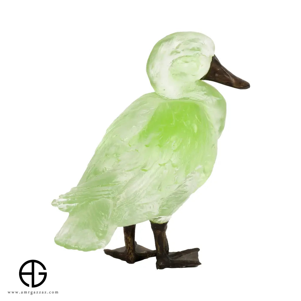 A PATE-DE-VERRE DUCK ITALY GLASS SCULPTURE