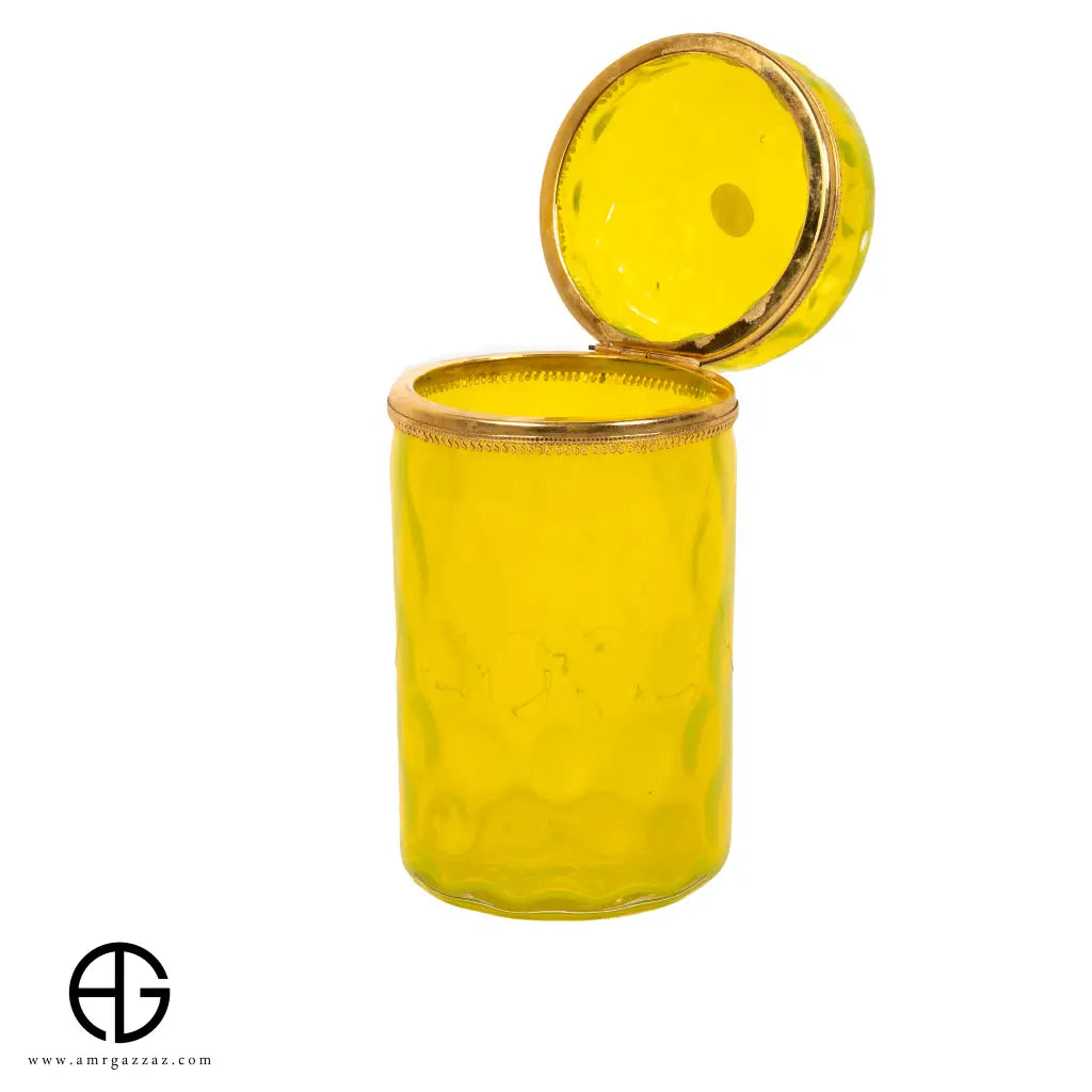 ITALIAN Vintage SI. AN. Cristallerie Lidded yellow