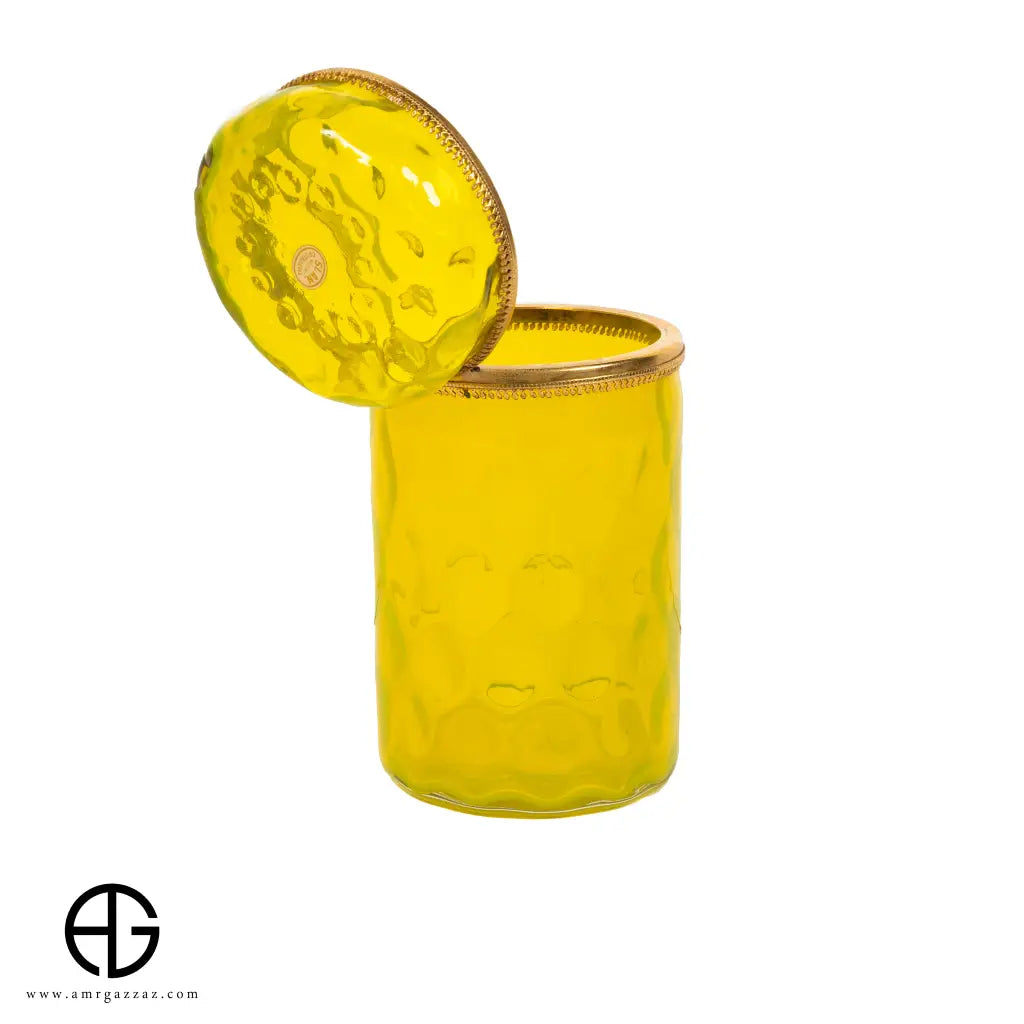 ITALIAN Vintage SI. AN. Cristallerie Lidded yellow