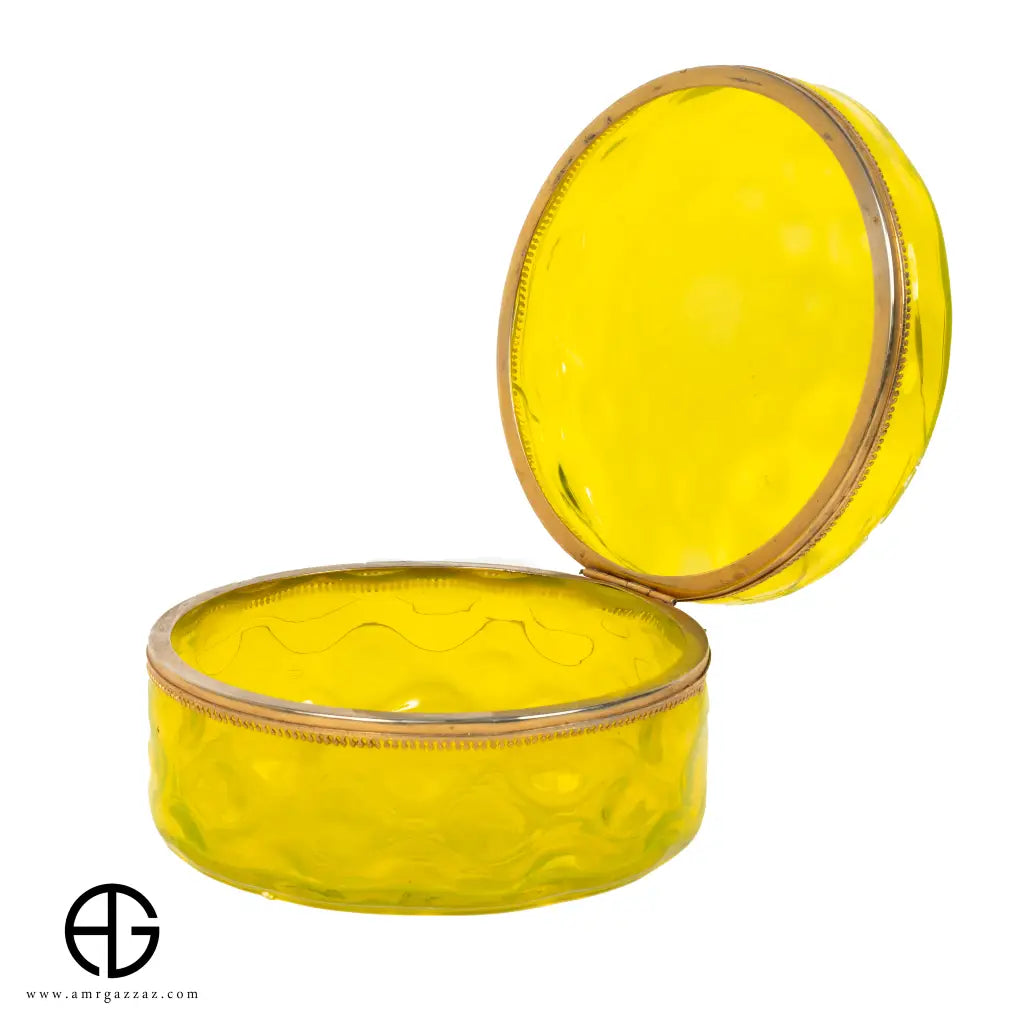 ITALIAN Vintage SI. AN. Cristallerie Lidded yellow