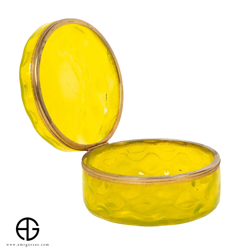 ITALIAN Vintage SI. AN. Cristallerie Lidded yellow