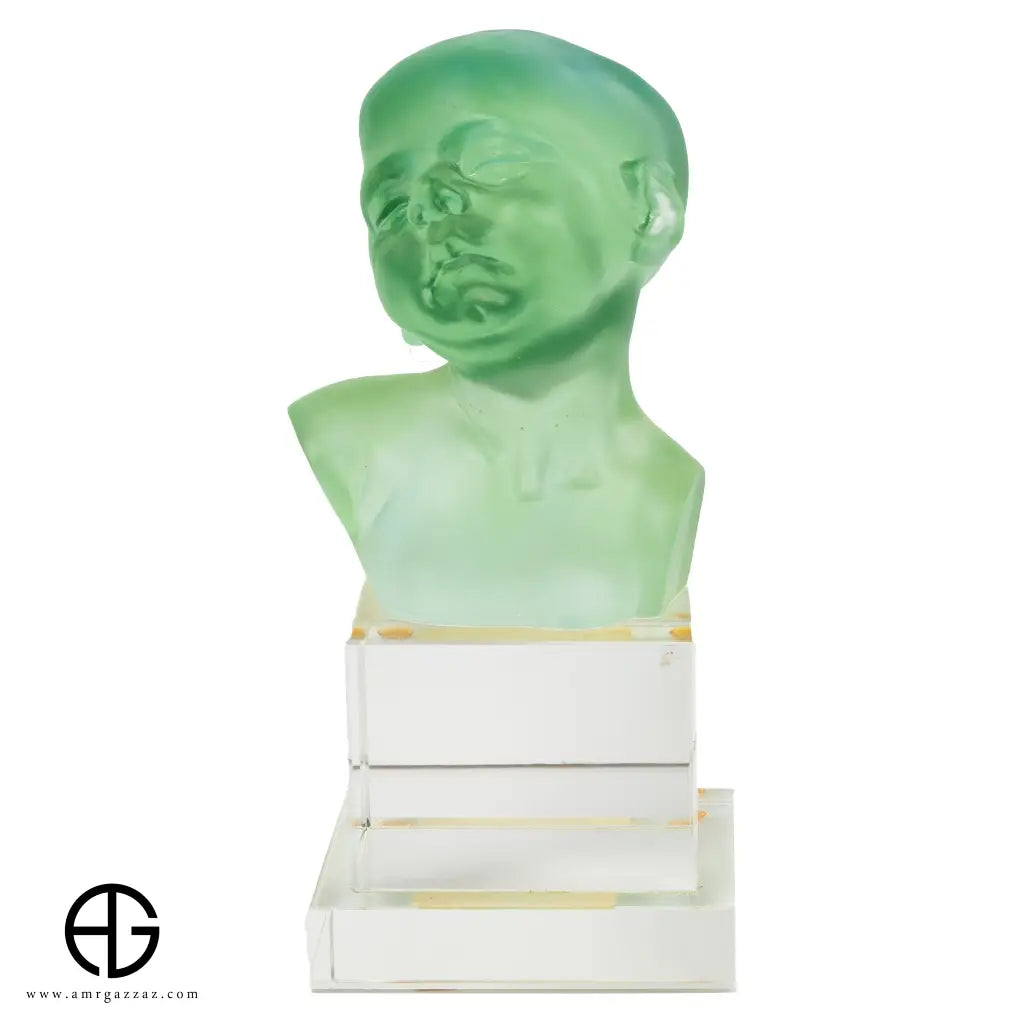 A PATE-DE-VERRE BABY HEAD &nbsp;GLASS SCULPTURE