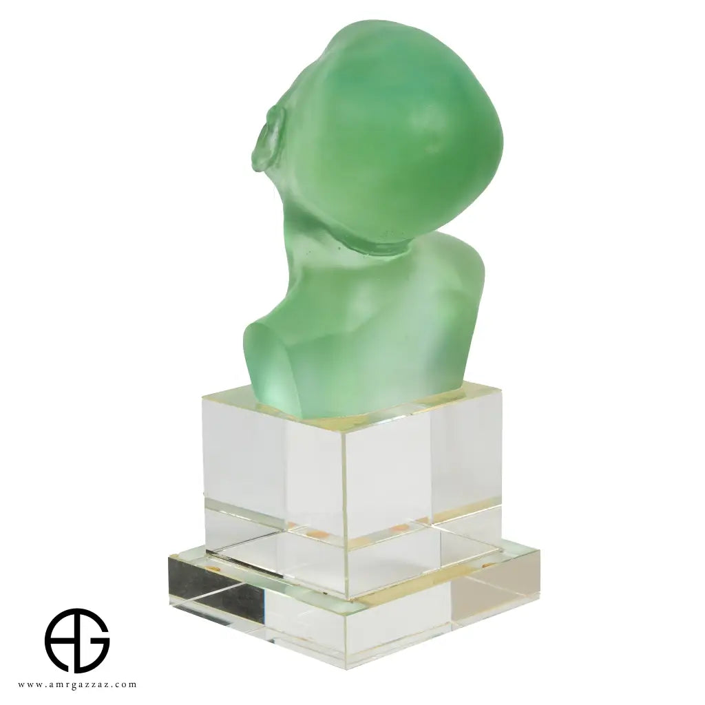 A PATE-DE-VERRE BABY HEAD &nbsp;GLASS SCULPTURE