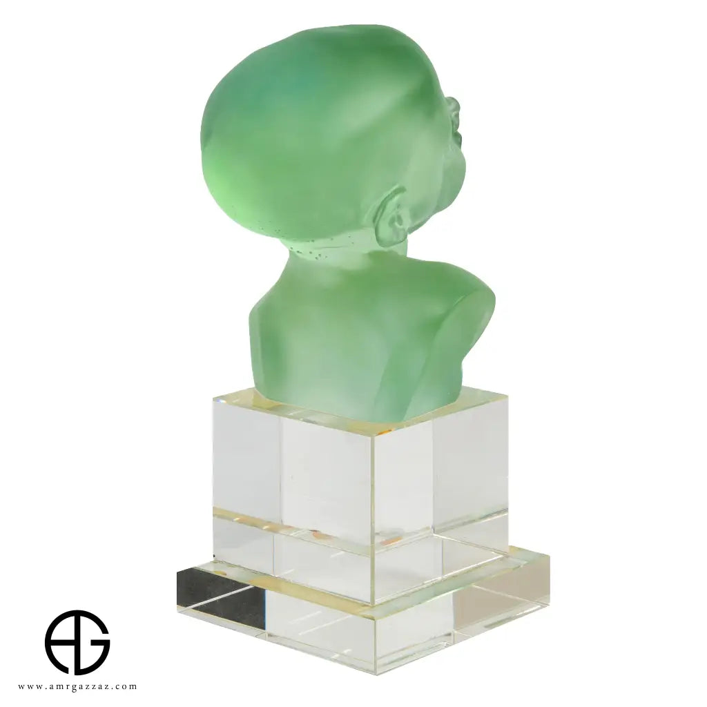 A PATE-DE-VERRE BABY HEAD &nbsp;GLASS SCULPTURE