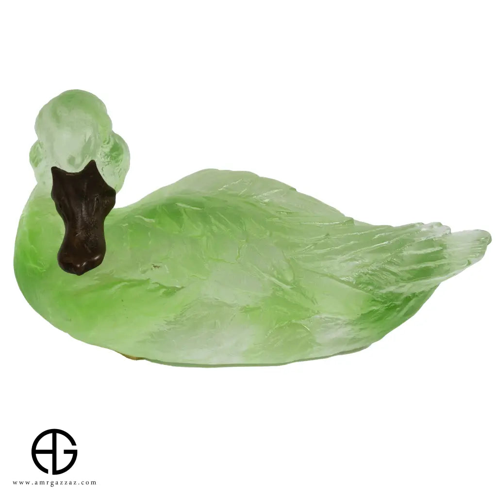 A PATE-DE-VERRE DUCK GLASS SCULPTURE