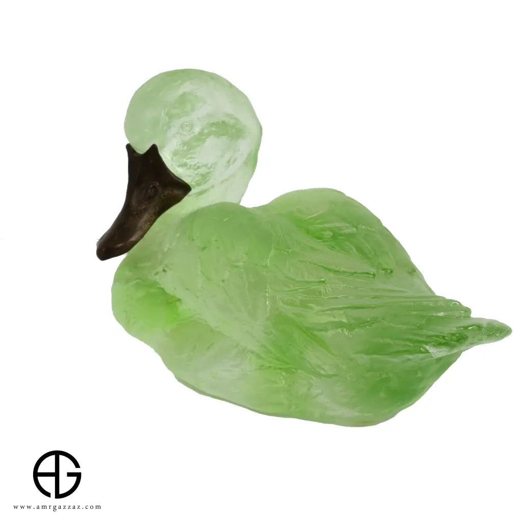 A PATE-DE-VERRE DUCK GLASS SCULPTURE