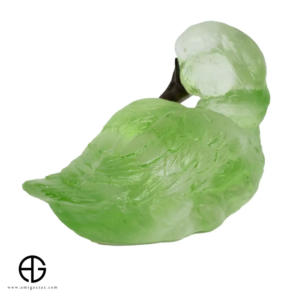 A PATE-DE-VERRE DUCK GLASS SCULPTURE