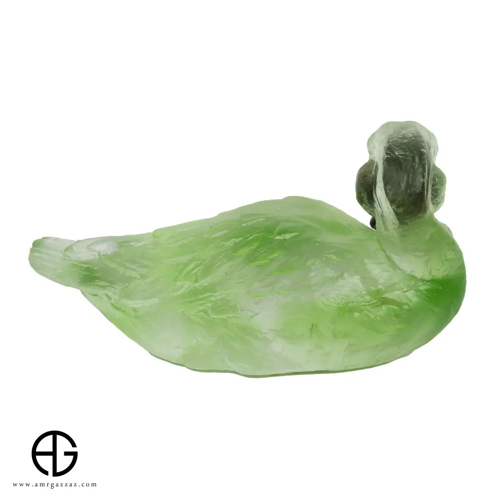 A PATE-DE-VERRE DUCK GLASS SCULPTURE