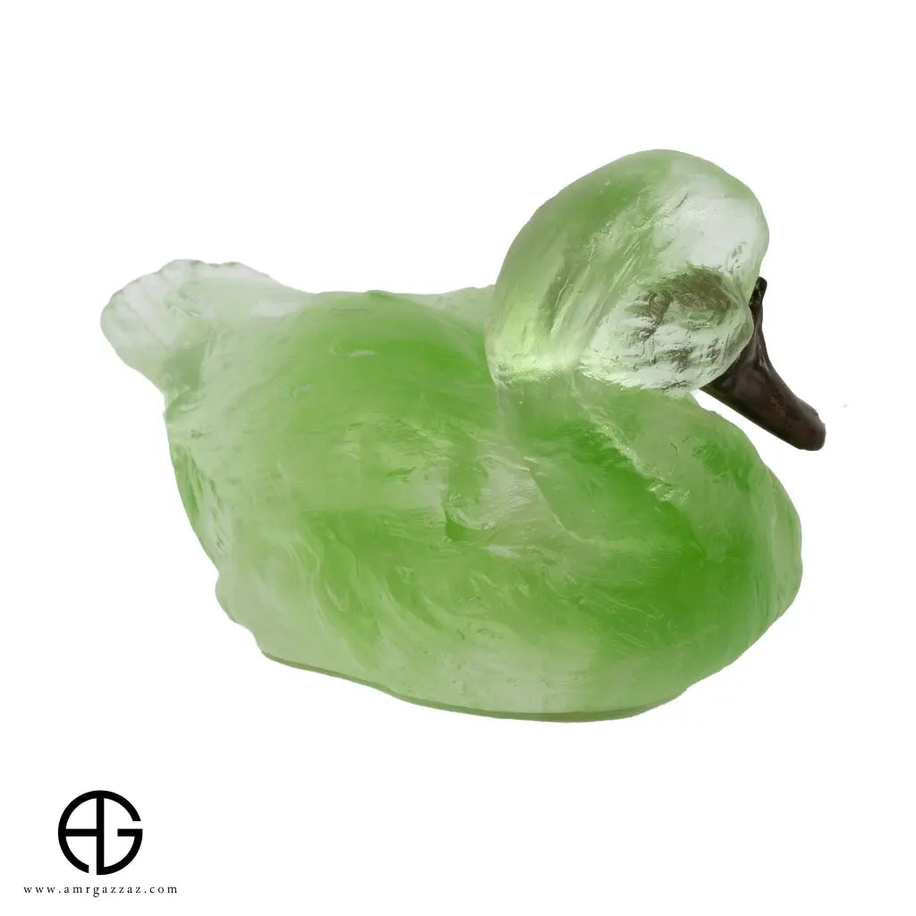 A PATE-DE-VERRE DUCK GLASS SCULPTURE