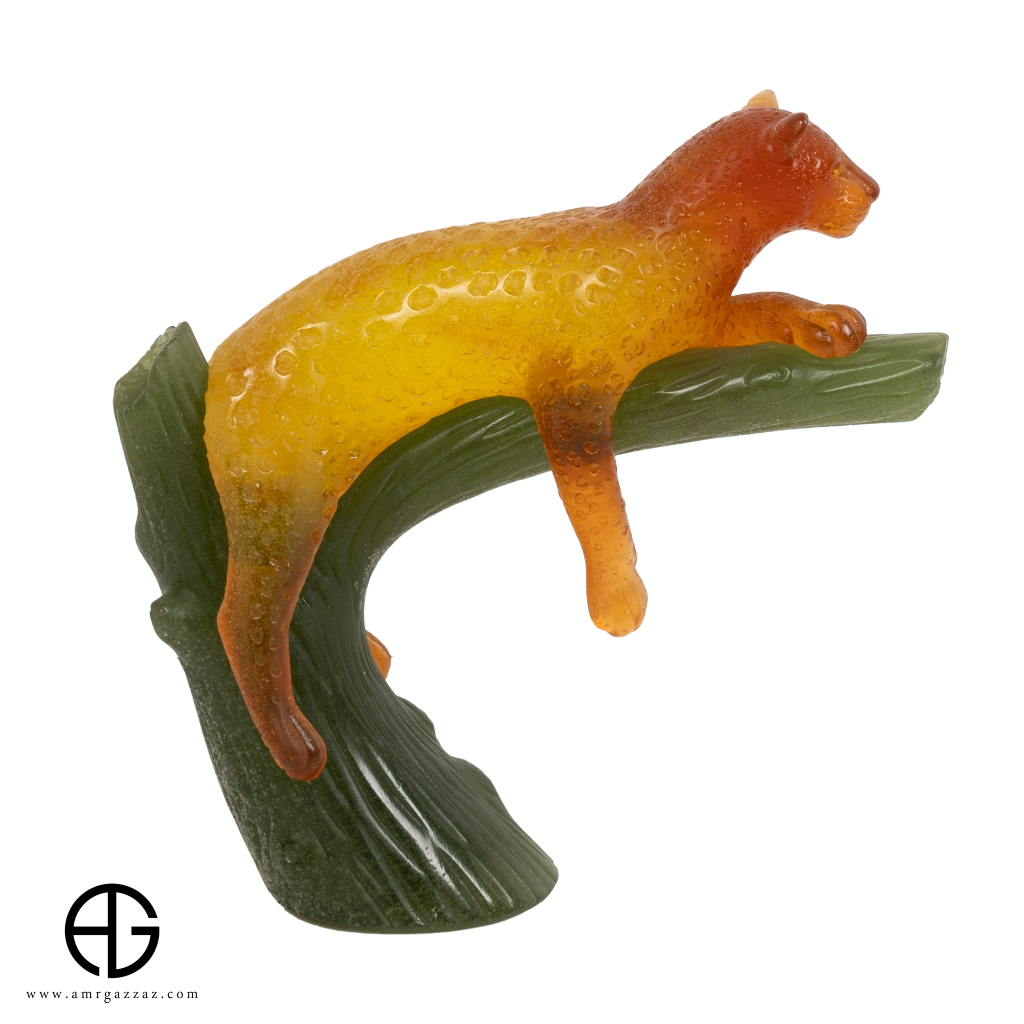 Daum France Pate-De-Verre "Panther In Tree"