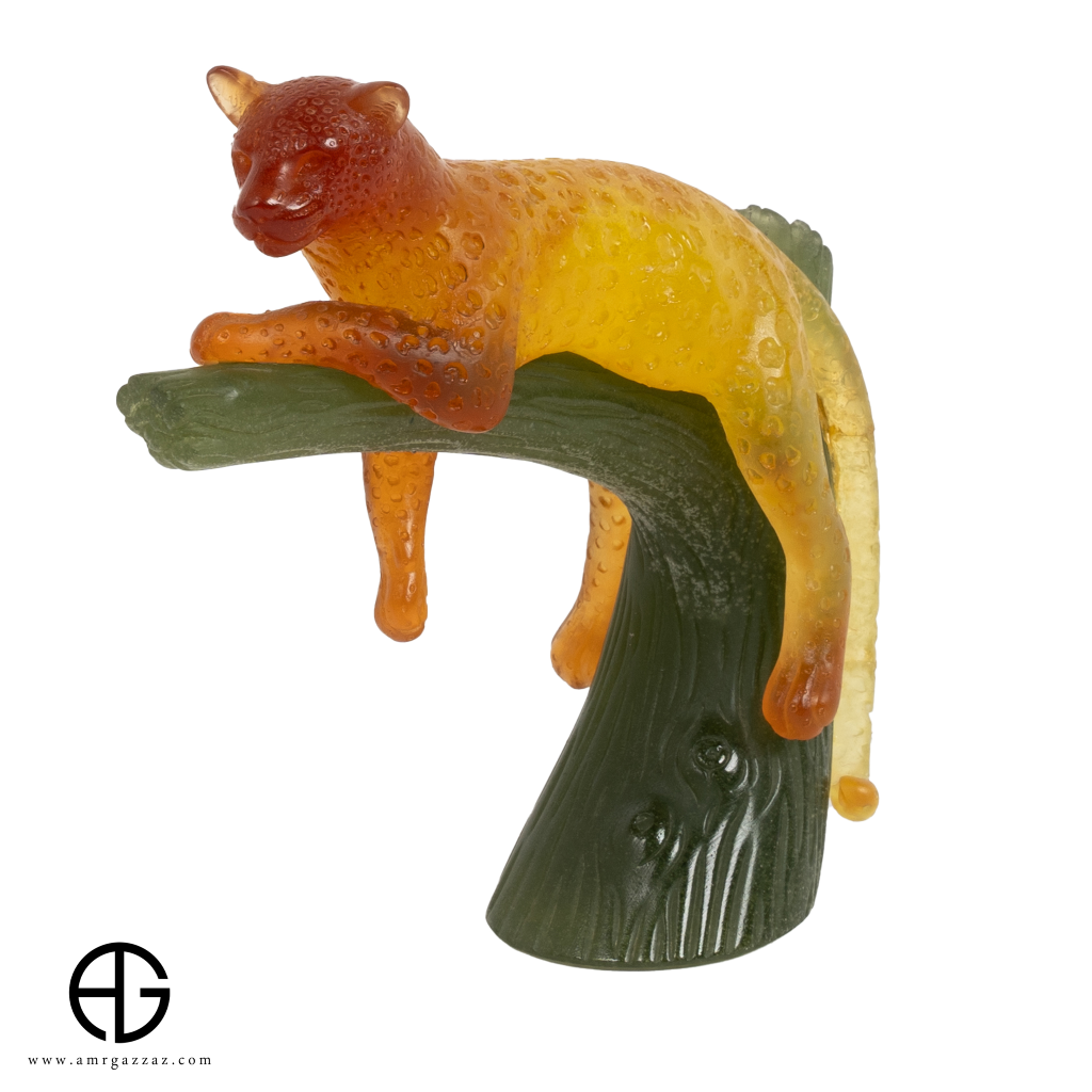 Daum France Pate-De-Verre "Panther In Tree"