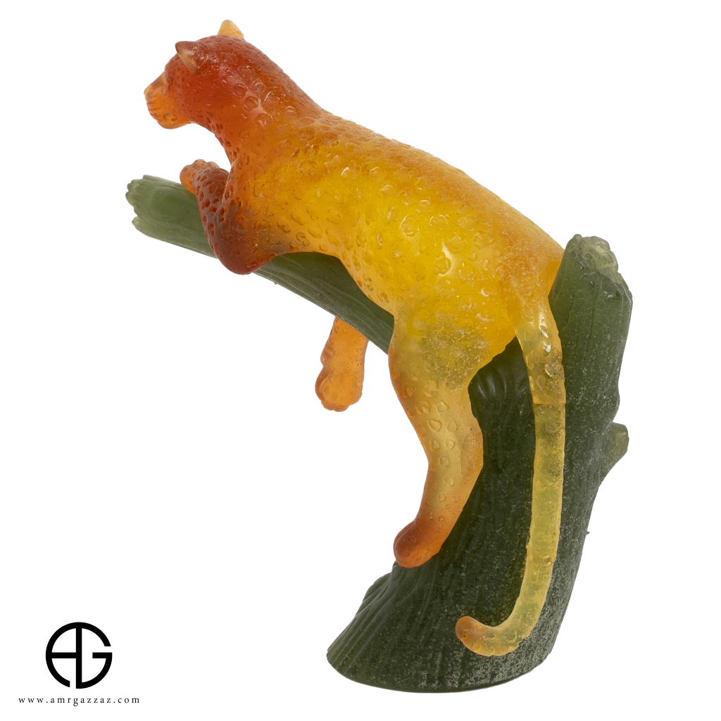 Daum France Pate-De-Verre "Panther In Tree"