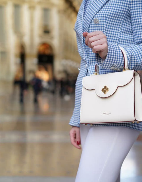 Load image into Gallery viewer, First Lady Diamond Ivory leather handbag MTO
