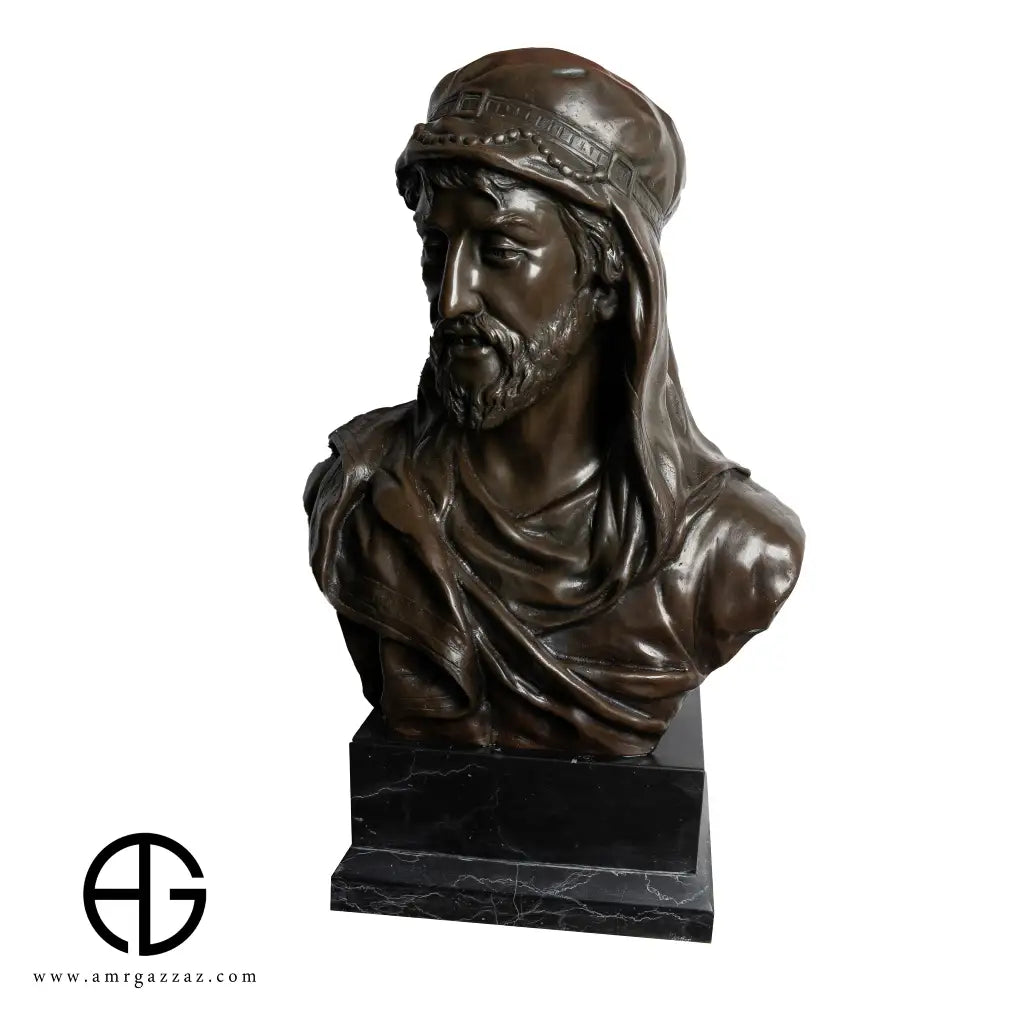 bronze sculpture as a bust of an Arab man