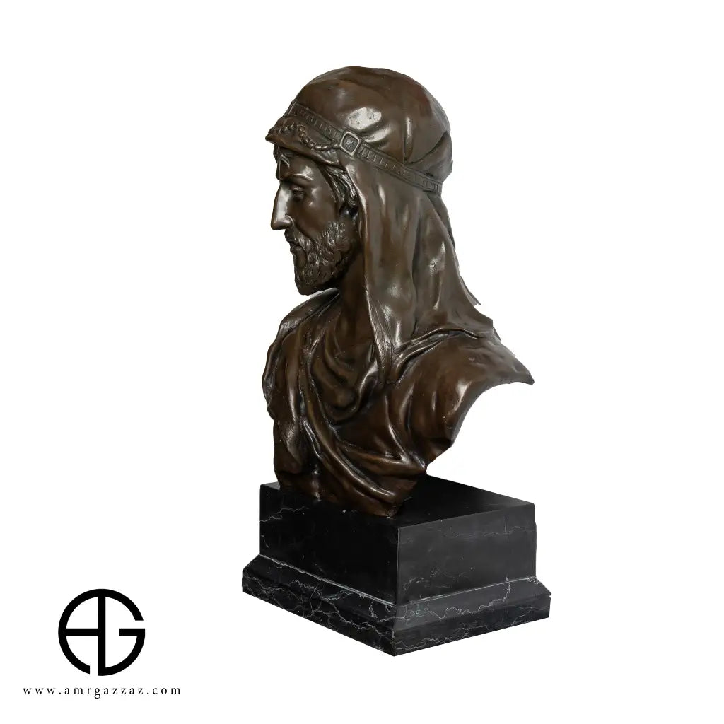 bronze sculpture as a bust of an Arab man