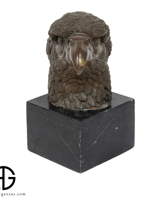 Load image into Gallery viewer, A Bronze Sculpture an Eagle Head on Marble Pedestal
