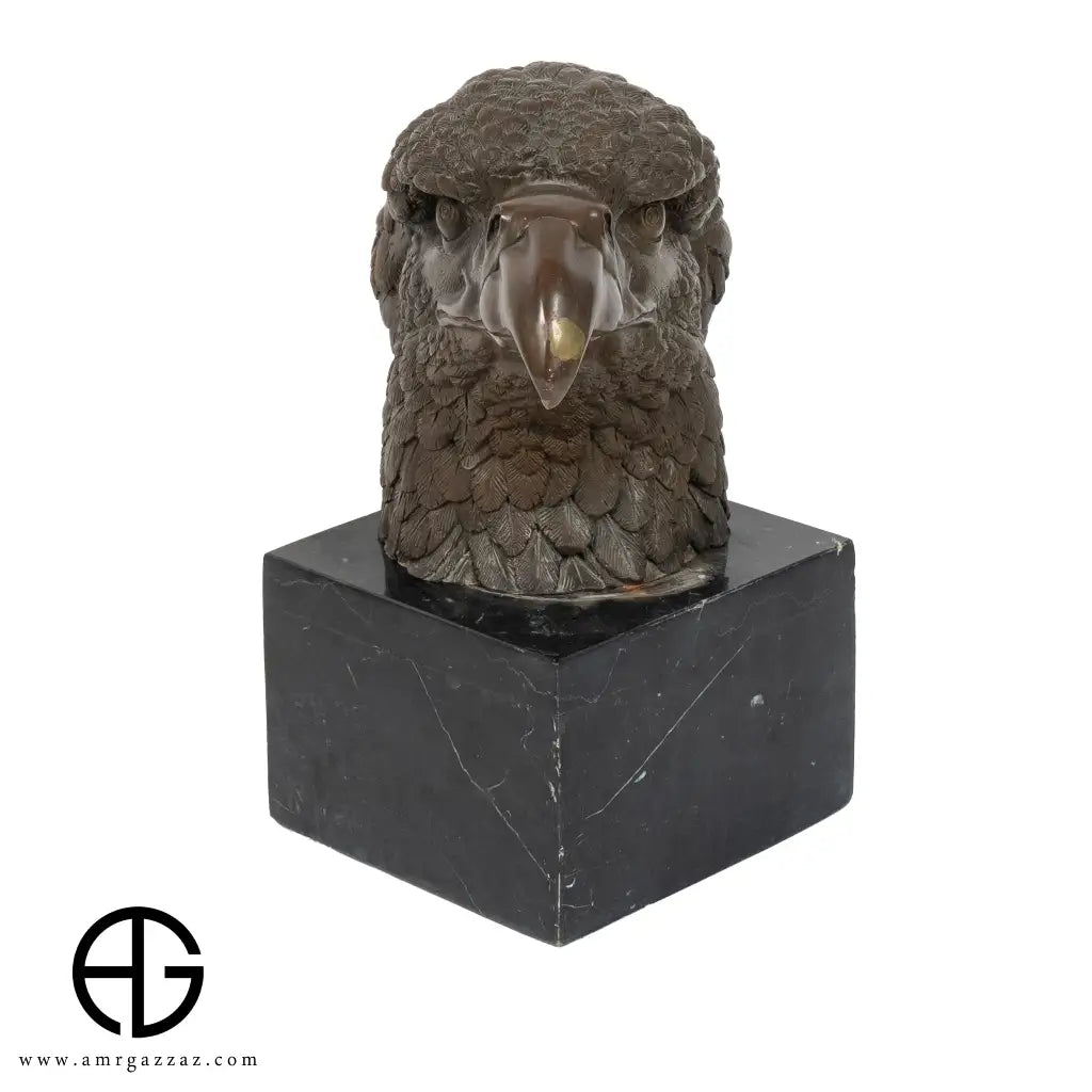 A Bronze Sculpture an Eagle Head on Marble Pedestal