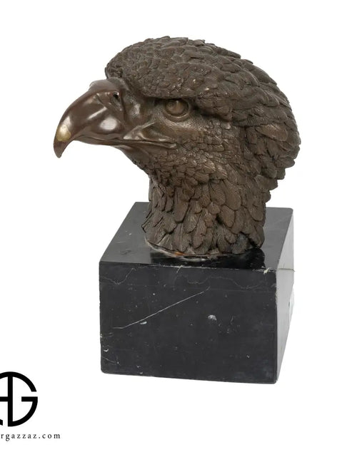 Load image into Gallery viewer, A Bronze Sculpture an Eagle Head on Marble Pedestal
