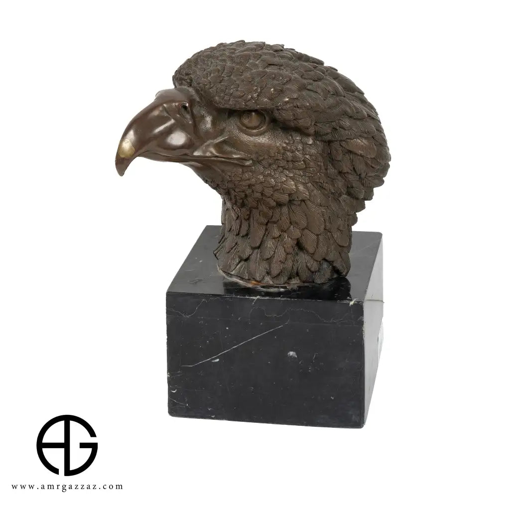 A Bronze Sculpture an Eagle Head on Marble Pedestal