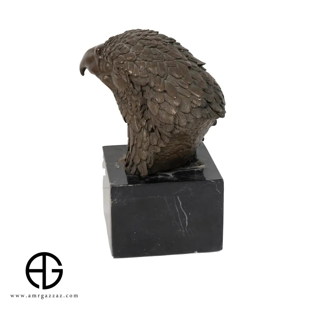 A Bronze Sculpture an Eagle Head on Marble Pedestal