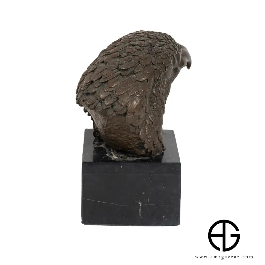 A Bronze Sculpture an Eagle Head on Marble Pedestal