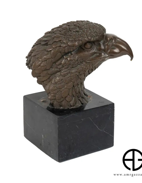 Load image into Gallery viewer, A Bronze Sculpture an Eagle Head on Marble Pedestal
