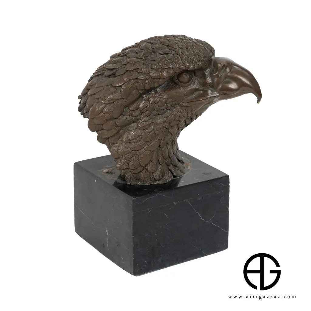 A Bronze Sculpture an Eagle Head on Marble Pedestal